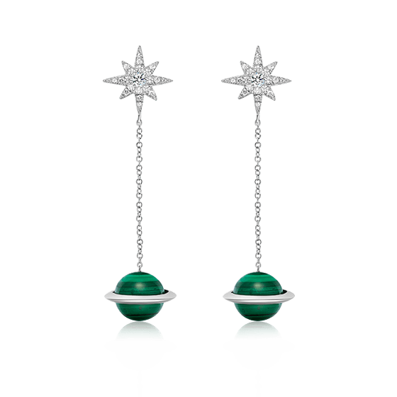 真爱礼物-孔雀石星球耳坠